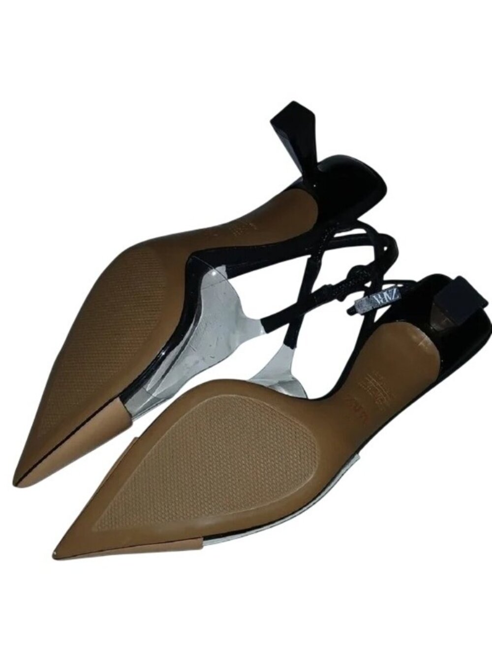 Zara Color Block Clear Slingback Kitten Heels - Picture 4 of 5